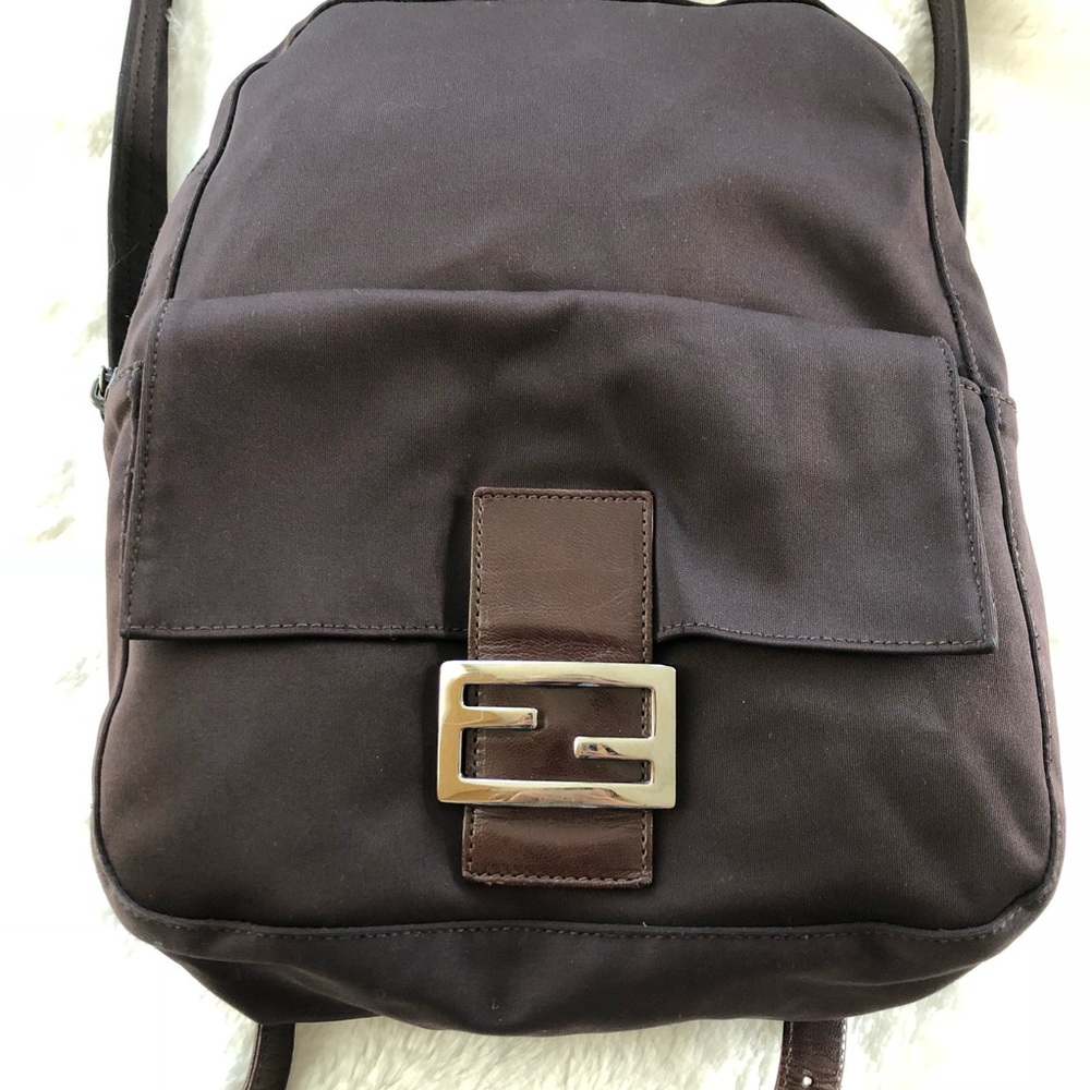 FENDI Brown Nylon Backpack w/ Leather Trim - Picture 3 of 8